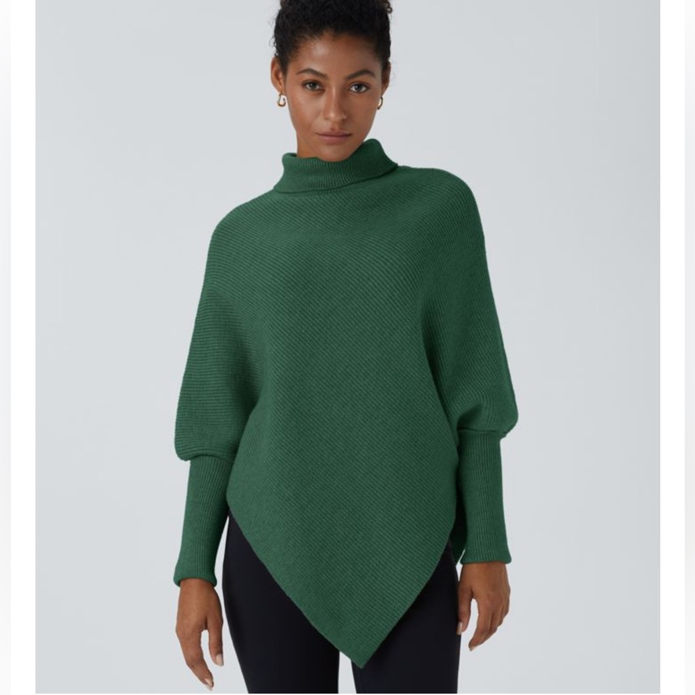 HALARA High Neck Long Sleeve Asymmetric Hem Work Sweater